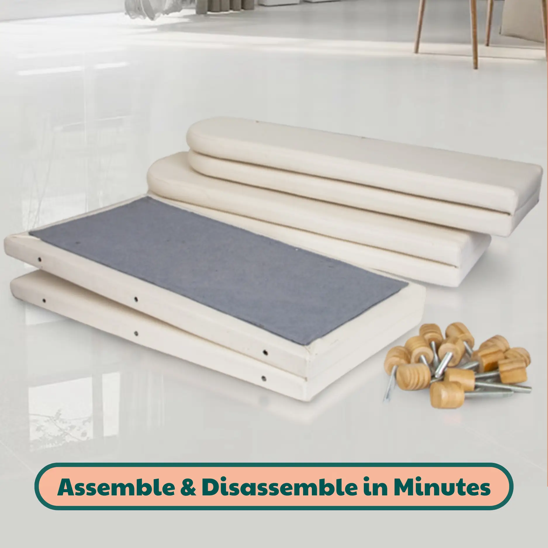 product shot of crawlaroo crawling track tummy time toy to illustrate ease of assembly and non toxic baby safe materials