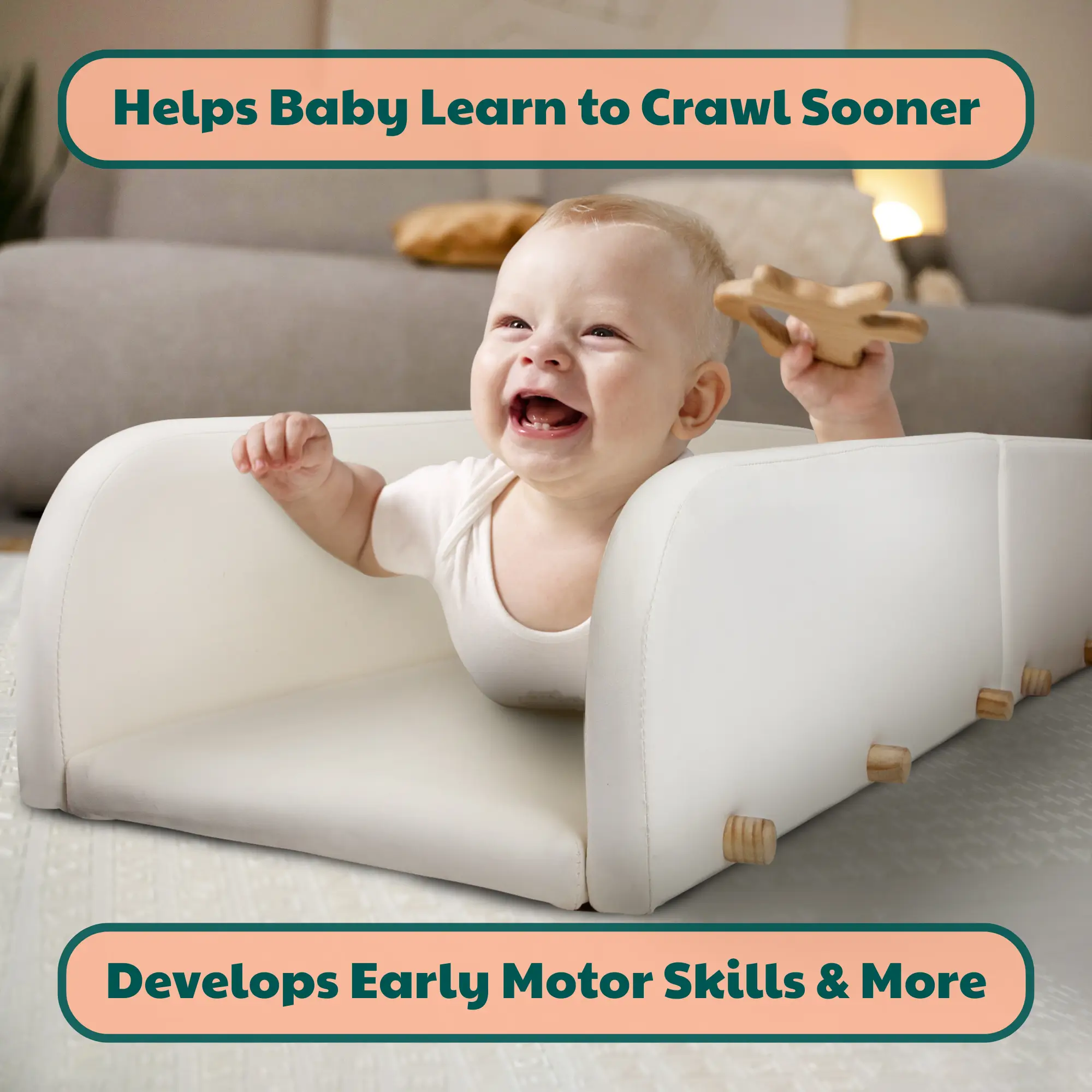 product image of crawlaroo infant crawling track baby happily holding developmental toy while learning to crawl faster healthy motor skills development